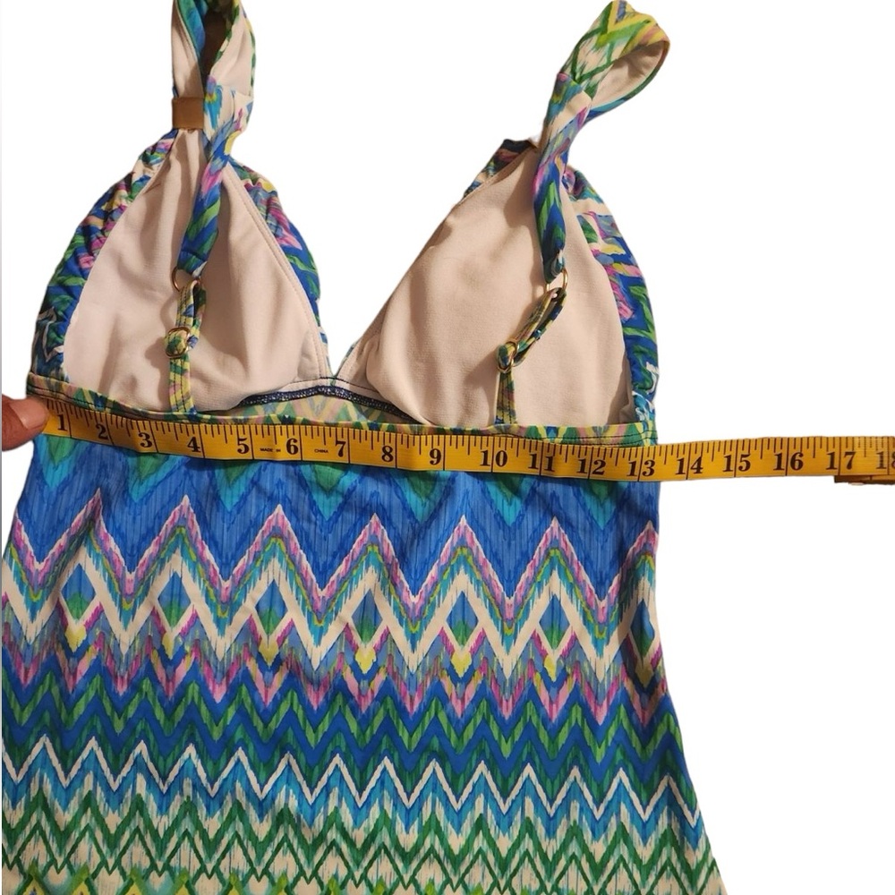 Kenneth Cole Reaction Chevron Tankini Swim Top Blue Green‎ Women's M - Picture 8 of 10